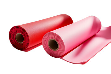 Two rolls of yoga mats isolated on Transparent PNG format Background. 