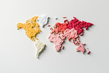 World Map Created with Colorful Textures