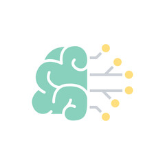 machine learning icon in flat color style