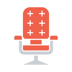 Office chair icon in flat color style