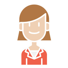 Woman icon in flat color style