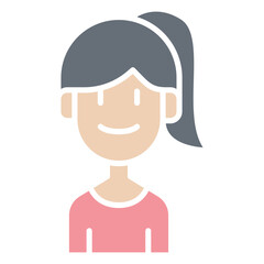 Woman icon in flat color style
