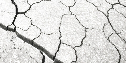 Vector Texture of Cracks and Breaks on Earthquake-Damaged Land Surfaces, Walls, and Floors in Black, White, and Grey, Perfect for Creating Realistic Earthquake Damage in Digital Design and Architectur