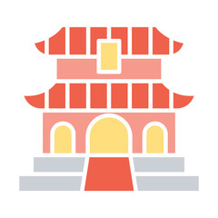 Forbidden city icon in flat color style
