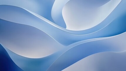 Fototapeta premium Gentle curves and soothing shades create a serene abstract composition reminiscent of rippling water and flowing fabric in a tranquil blue environment