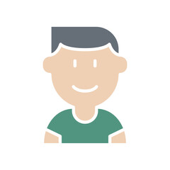 Boy icon in flat color style