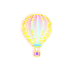 Obraz premium Hot air balloon holographic 3D icon. neon symbol vector illustration isolated on white background. Generative AI