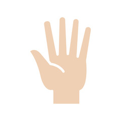 Hand up icon in flat color style