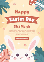 Happy Easter Day Celebration Poster Invitation or Greeting Card Template Design