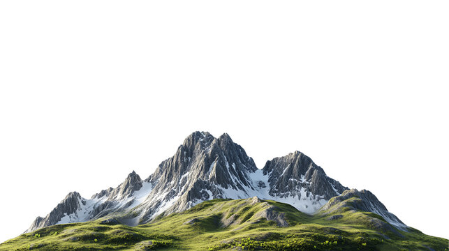 mountain landscape with snow and grass