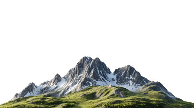 mountain landscape with snow and grass