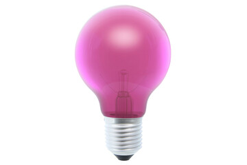 Solid pink light bulb glowing brightly, cut out