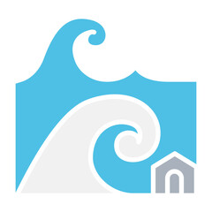 Tsunami icon in flat color style