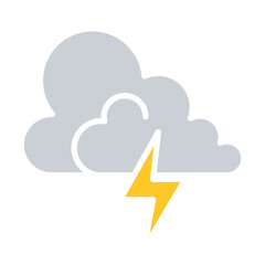 Lightning icon in flat color style