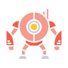 Robot icon in flat color style