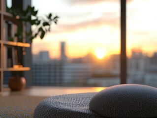 Fototapeta premium sunrise view from apartment window