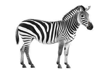 Fototapeta premium Zebra standing isolated on Transparent PNG format Background. 