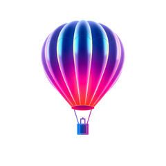 Obraz premium Hot air balloon holographic 3D icon. neon symbol vector illustration isolated on white background. Generative AI