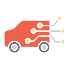 Smart car icon in flat color style