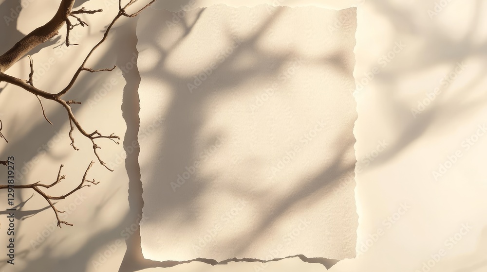 Poster creative background featuring a tree shadow and textured paper, perfect for art projects or design l