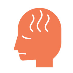 Headache icon in flat color style