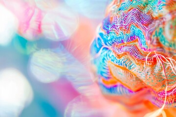 Obraz premium Abstract image of brain with colorful patterns, copy space.