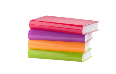 Pastel books stacked on white, cut out