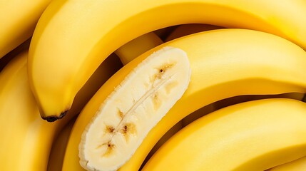 Close-up of sliced banana amidst bunch, healthy food