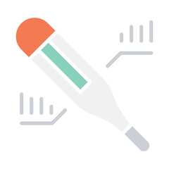 Digital thermometer icon in flat color style