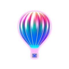 Obraz premium Hot air balloon holographic 3D icon. neon symbol vector illustration isolated on white background. Generative AI