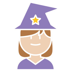 Witch icon in flat color style