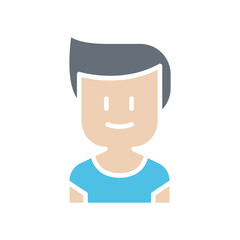 Boy icon in flat color style