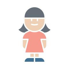 Girl icon in flat color style
