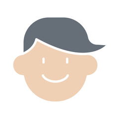 Boy icon in flat color style