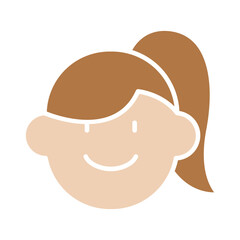 Girl icon in flat color style