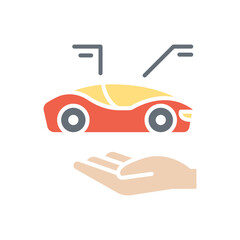 Smart car icon in flat color style