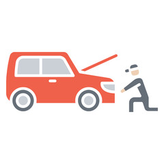 Naklejka premium Car maintenance icon in flat color style