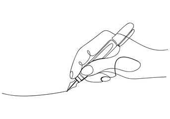 Continuous One Line Hand Writing with Ink Pen | Minimalist Creative Vector Illustration
