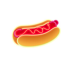 Hotdog holographic 3D icon. neon symbol vector illustration isolated on white background. Generative AI