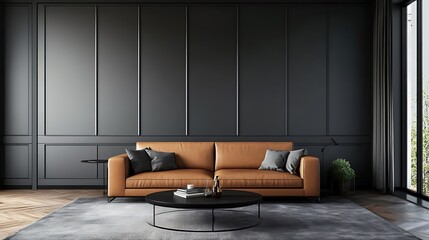 Beautiful Modern Living room Interior with furniture's ,mockup frame , posters, wall -3d Rendering