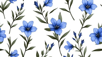 Delicate Blue Flax Flowers Pattern - pattern of lovely blue flax flowers and buds on a white background. Perfect for textile prints, wallpapers, and more