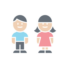 man and woman icon in flat color