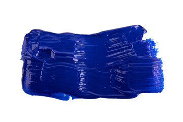 Acrylic blue paint brush track blank art isolated on the white background