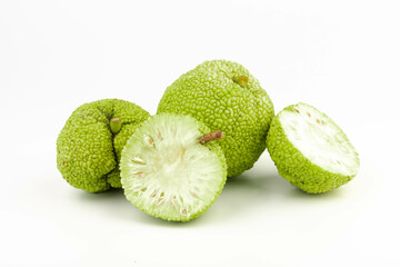 Maclura Orange exotic fruit on white background