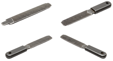 Four Metal Files Isolated on Black Background for Industrial Use