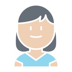 Girl icon in flat color style