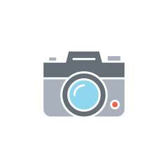 Camera icon in flat color style