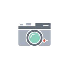 Camera icon in flat color style