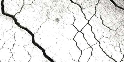 Distressed Vector Texture Overlays Featuring Earthquake-Induced Cracks on Land, Wall, and Floor Surfaces in Black, White, and Grey, Ideal for Simulating Earthquake Damage and Surface Deformation in De