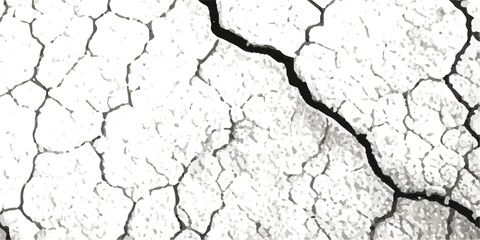 Distressed Vector Texture Overlays Featuring Earthquake-Induced Cracks on Land, Wall, and Floor Surfaces in Black, White, and Grey, Ideal for Simulating Earthquake Damage and Surface Deformation in De